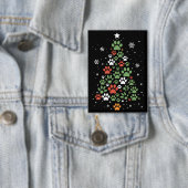 ペットの足あと クリスマスツリー ねこ イヌ好き サンタクロース 缶バッジ (インサイチュ)