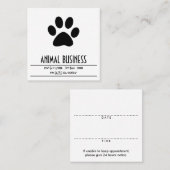 ペットの足のアポイントメントアラーム 予約カード (正面/裏面)