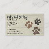 ペットの足の犬や猫の足が風化した木フェイクをプリント 名刺 (正面)