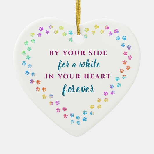 ペットの足の記念追加の名前の年の記念クリスマスクリスマス セラミックオーナメント (正面)