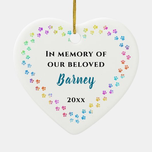 ペットの足の記念追加の名前の年の記念クリスマスクリスマス セラミックオーナメント (裏面)
