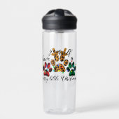 ペットの足は毛皮の小さなクリスマスを持っている ウォーターボトル (正面)