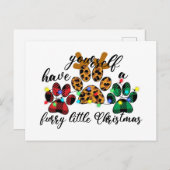 ペットの足は毛皮の小さなクリスマスを持っている ポストカード (正面/裏面)