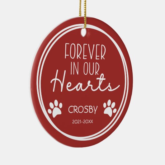 ペットの足跡が永遠に私たちの心に フォト セラミックオーナメント (右)
