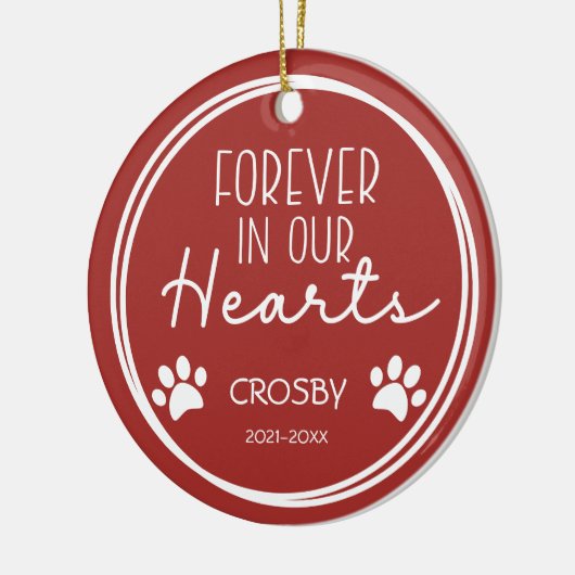 ペットの足跡が永遠に私たちの心に フォト セラミックオーナメント (左)