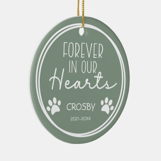 ペットの足跡が私たちの心に永遠に フォト セラミックオーナメント (右)