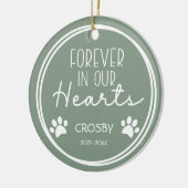 ペットの足跡が私たちの心に永遠に フォト セラミックオーナメント (左)