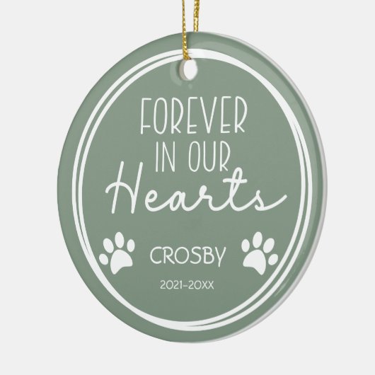 ペットの足跡が私たちの心に永遠に フォト セラミックオーナメント (左)
