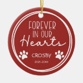 ペットの足跡が私たちの心に永遠に フォト セラミックオーナメント (正面)