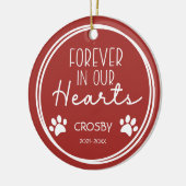 ペットの足跡が私たちの心に永遠に フォト セラミックオーナメント (左)