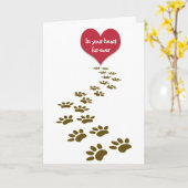 ペットの足跡とハートの喪失 カード (黄色い花)