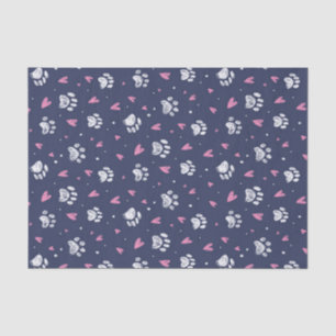 ペットの足跡ハートドゥードルパターン バレンタインデー 薄葉紙