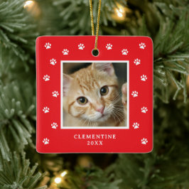 ペットの足跡写真クリスマスオーナメント セラミックオーナメント