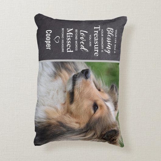 ペットの追悼ペットの死を思い出す犬の写真 アクセントクッション (裏面(縦))