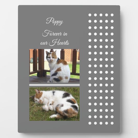 ペットの追悼 猫 グレーと白の写真を追加 フォトプラーク (正面)