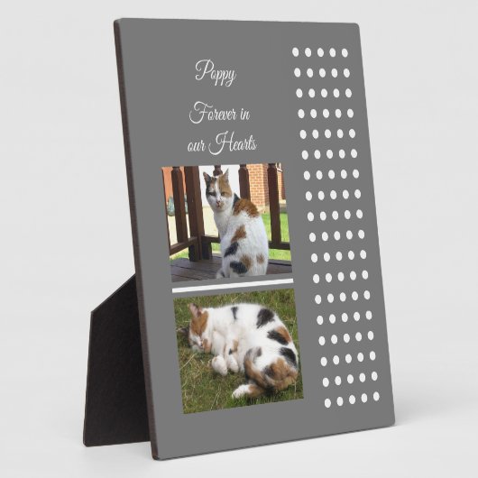 ペットの追悼 猫 グレーと白の写真を追加 フォトプラーク (側面)