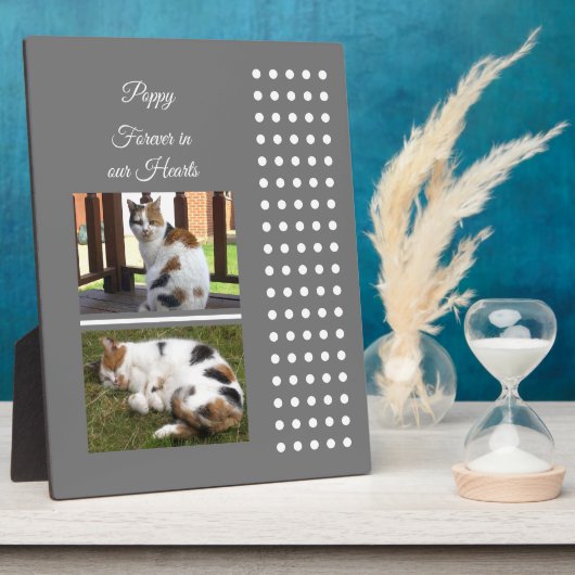 ペットの追悼 猫 グレーと白の写真を追加 フォトプラーク (側面)