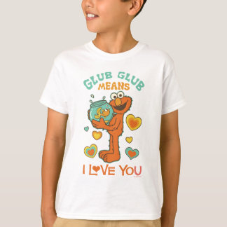 ペットの金魚を抱くエルモ Tシャツ