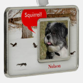 ペットの雪の中のリスたちの写真のクリスマス装飾 シルバープレートフレームオーナメント (右)