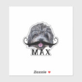 ペットの顔写真と名前の口ひげのアップ間抜けロード シール (シート)