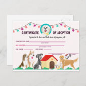 ペットの養子縁組の証明書 インビテーションポストカード (正面/裏面)