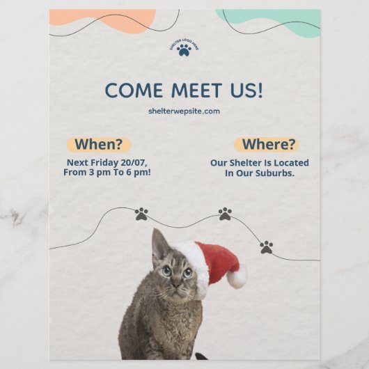 ペットの養育方法、動物シェルター寄付金フライヤー チラシ (正面)