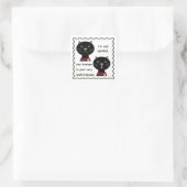 ペットの黒猫スタンプアート スクエアシール (バッグ)