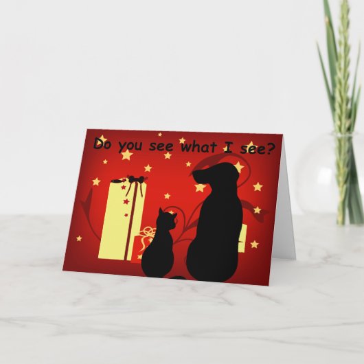 ペットはクリスマスプレゼントのグリーティングカードを参照 シーズンカード (正面)