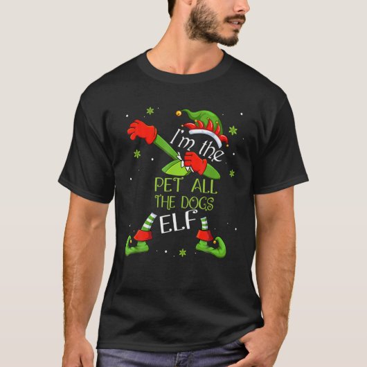 ペットは家族の犬たち全員 愛するエルフのダビング クリスマス Tシャツ (正面)