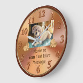 ペットまたは人とのフォトクロック写真、文字 ラージ壁時計 (傾斜)