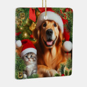 ペットまたは家族の写真を追加/クリスマスリース セラミックオーナメント (右)
