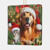 ペットまたは家族の写真を追加/クリスマスリース セラミックオーナメント (左)