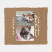 ペットまたは家族の写真、メッセージと名前、リトルブラウン フリースブランケット (正面(横))