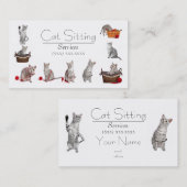ペットまたは猫の着席の名刺 名刺 (正面/裏面)