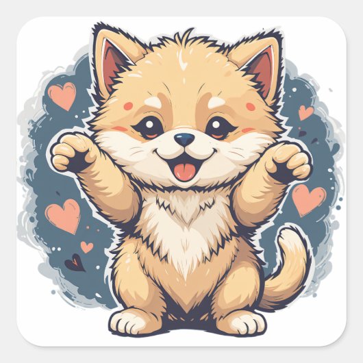 ペットよくはしゃぐパレード スクエアシール (正面)