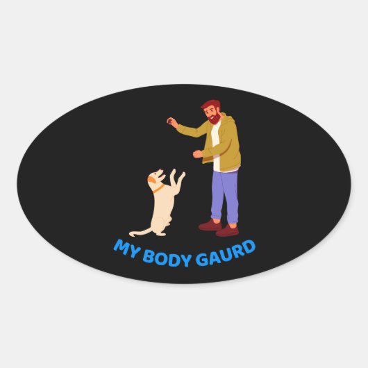 「ペットよくはしゃぐボンド」 楕円形シール (正面)