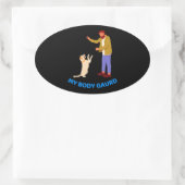 「ペットよくはしゃぐボンド」 楕円形シール (バッグ)