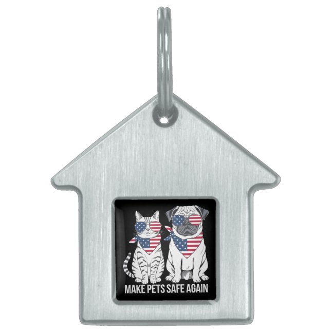ペットを再び安全にするトランプ・ハリス犬猫の論争 ペットネームタグ (正面)