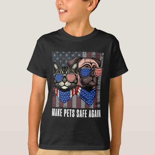 ペットを再び安全にするトランプ・ハリス食べト討論の Tシャツ (正面)