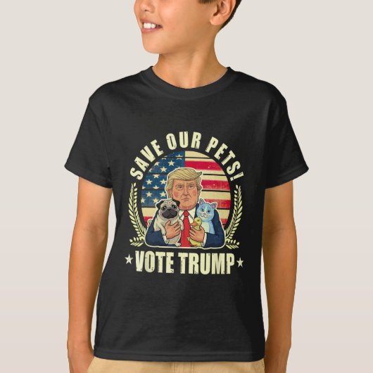ペットを再び安全にするトランプVance 2024 Eleに投票 Tシャツ (正面)