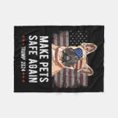 ペットを再び安全にするフランスのブルドッグ犬トランプ2024 フリースブランケット (正面(横))