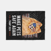 ペットを再び安全にするポメラニア犬ドッグトランプ2024 フリースブランケット (正面(横))