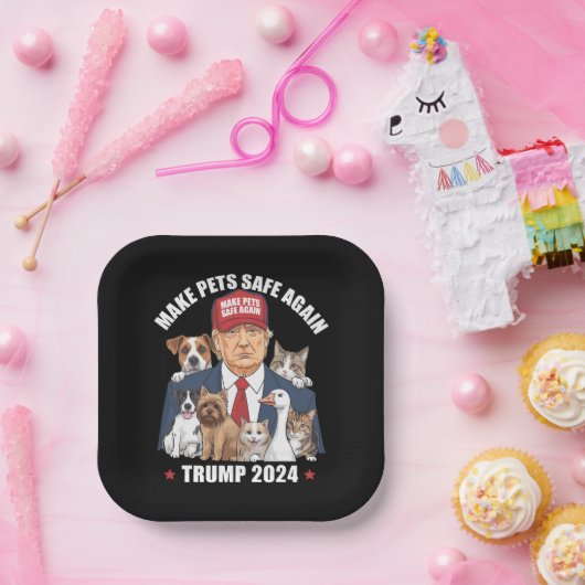 ペットを再び安全にする2024私たちのペッ救トをトランプ ペーパープレート (パーティー)