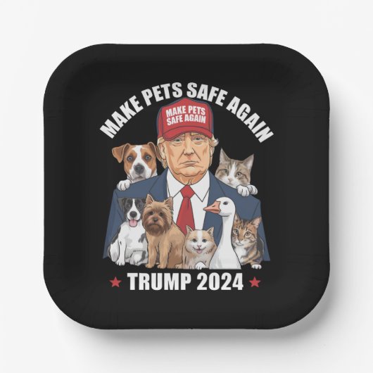 ペットを再び安全にする2024私たちのペッ救トをトランプ ペーパープレート (正面)