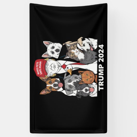 ペットを再び安全にする2024私たちのペッ救トをトランプ 横断幕 (縦)