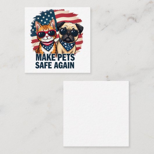 ペットを再び安全にする スクエア名刺 (正面/裏面)