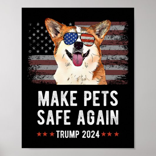 ペットを再び安全にするCorgi Dog Trump 2024 ポスター (正面)