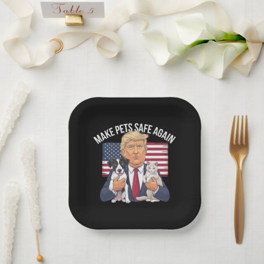 ペットを再び安全に救する投票トランプ ペーパープレート (ウェディング)