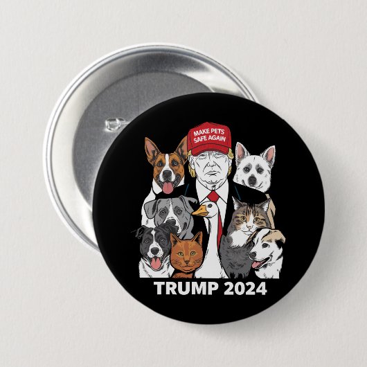 ペットを再び安全に トランプ 2024 ペットを守ろう 缶バッジ (正面&裏面)