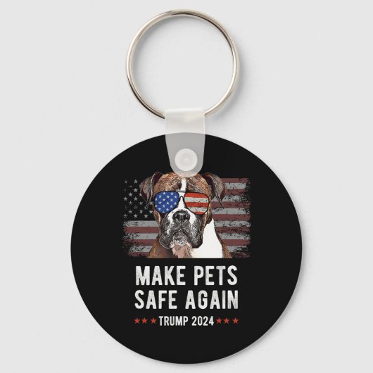ペットを再び安全に ボクサー犬 トランプ キーホルダー (正面)